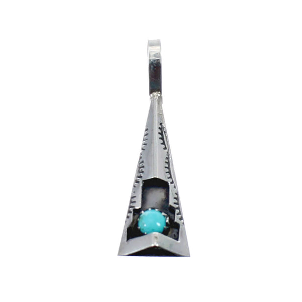American Indian Genuine Sterling Silver Turquoise Pendant AX127458